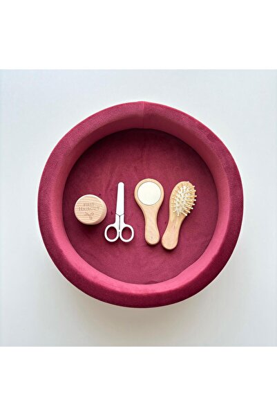 Anya-Events Set aniversar pentru tăierea moțului (1 an) – Tavă din catifea Grena