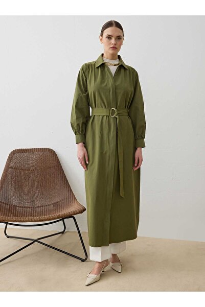 Refka Рокля хиджаб с детайли на колана и връзки - Каки - Ексклузивна