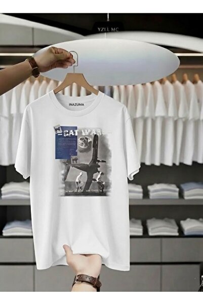 İnazuma Outdoors Unisex Oversize Printed Cotton Crew Neck Short Sleeve White ...