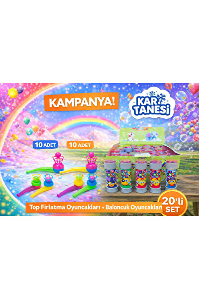 KAR TANESİ 20’li Çocuk Eğlence Seti | 10 Üflemeli Uçan Top + 10 Baloncuk Köpü...