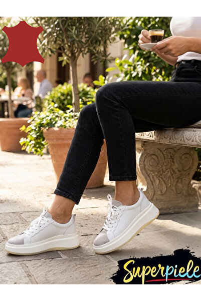 kevali White and silver leather high-soled sneakers MOVENII