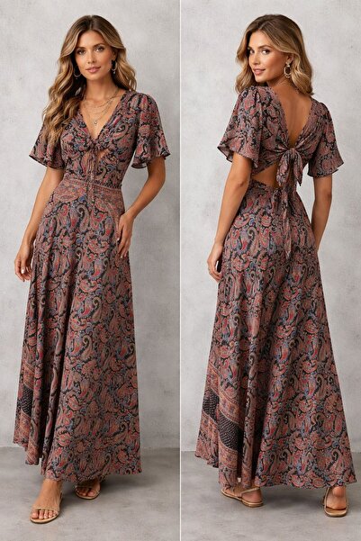 Generic Short Sleeve Ruffled Dress