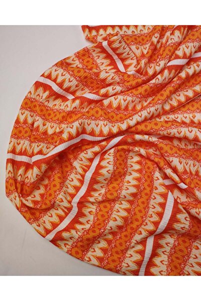 Kumaş Parça Тканина креп-джерсі помаранчевого та кремово-білого кольору (150 ...