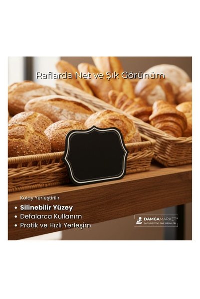 damga market Kolay Kullanım Yaz Sil Fiyat Etiketi PVC Siyah 8x12 cm – 10 Adet