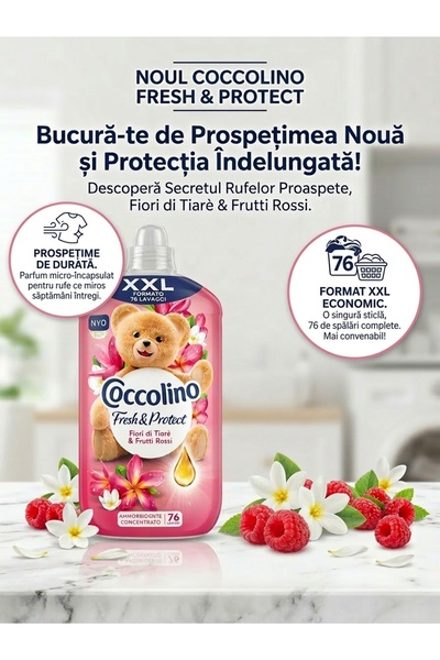 Coccolino Fresh & Protect Concentrated Fabric Softener, Tiare Flowers and Red...
