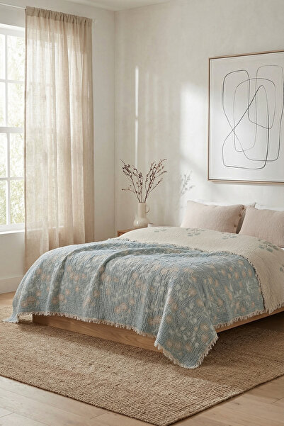 Destiva Home 5 Layers Filled Muslin Double Bedspread 220X240 cm 100% Cotton D...