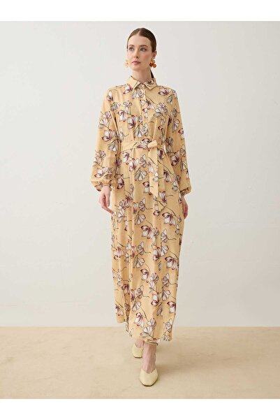 Refka Rochie musulmană cu imprimeu floral și detaliu la mânecă - Model floral...