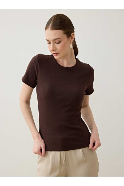 Refka Бавовняна футболка з коротким рукавом - Темно-коричнева -