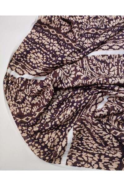 Kumaş Parça Тканина креп-джерсі бордово-бежевого кольору (ширина 145 см x дов...