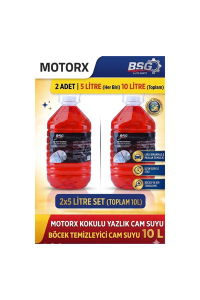 MOTORX Auto Parts Böcek Temizleyici Yazlık Cam Suyu 5 LT x 2 Adet - Toplam 10...