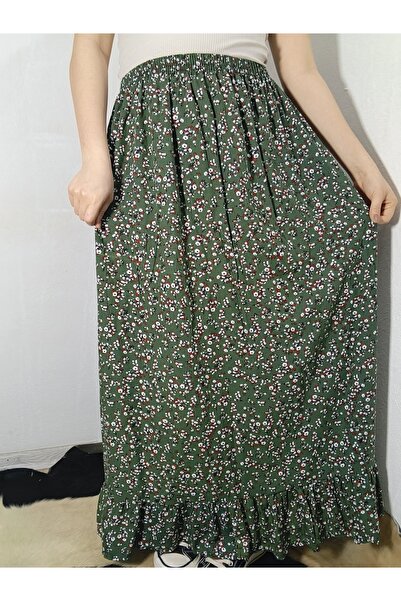 hoaryage Viscose Fabric Skirt with Elastic Waist and Single Layer Ruffles at ...