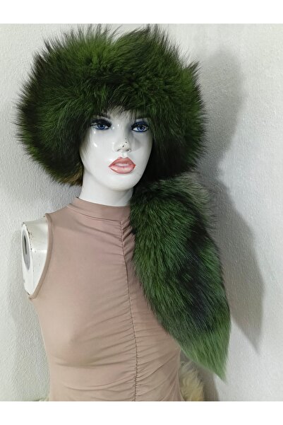 hoaryage Unisex Attachable Tail Wolf Fur Hat Mink Hat