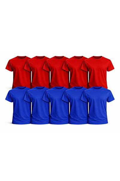MONOTEE 100% Cotton T-Shirt, Set of 10 Red and Blue T-Shirts for Men, Simple ...