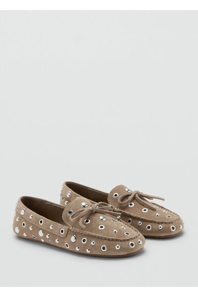 MANGO Woman Eyelet detaylı süet makosen