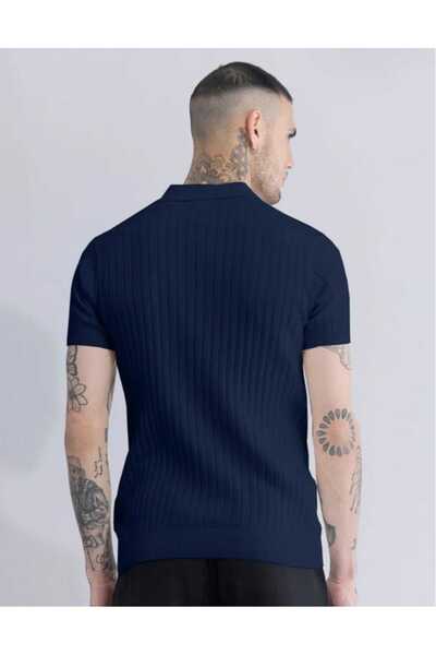 Generic Brand Polo Collar Ribbed Knit Sweater