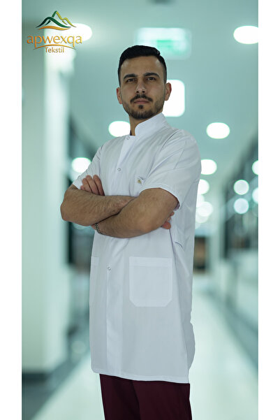 apwexqa tekstil Men's Alpaca Judge Collar Short Sleeve Long Length Teacher Ph...