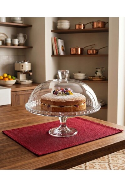 Paşabahçe 1 Adet 2 Parça Cam Kapaklı Ayaklı Kek Fanusu & Sunumluk & Servis Ta...