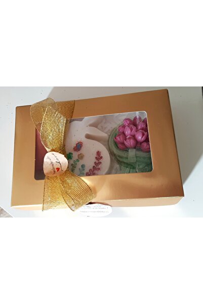 ArtINA esmaraldchic Set of 3 scented and decorated candles, Easter gifts in a...