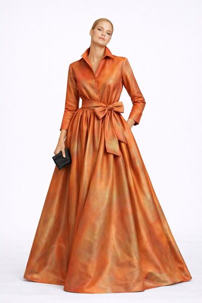 UNTIMELY Girdle Detailed Maxi Stylish Taffeta Shirt Dress
