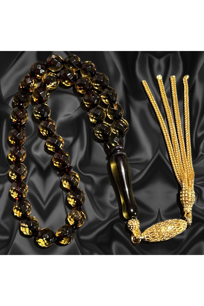 Erbab i Kehribar Parmak Boy Diamond Kesim Damla Kehribar Tesbih