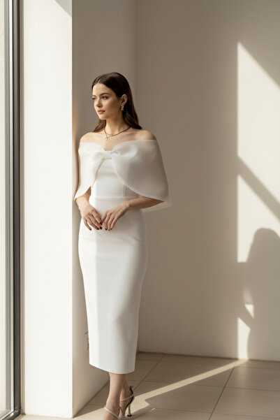 ENDAMIM Весільна сукня-олівець без бретелей з розрізом, крепова тканина, підк...