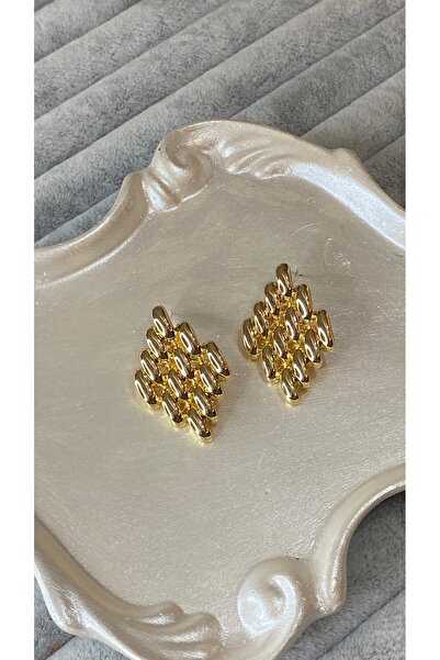 SELUVİA Gold Geometric Square Earrings – Vintage Design Oversized Stylish Wom...
