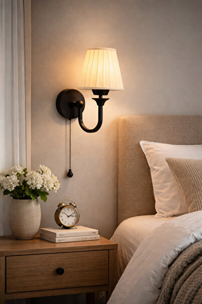 Limon 3D Desing Black Wall Sconce |   Decorative Modern Bedside Lamp, Chain L...