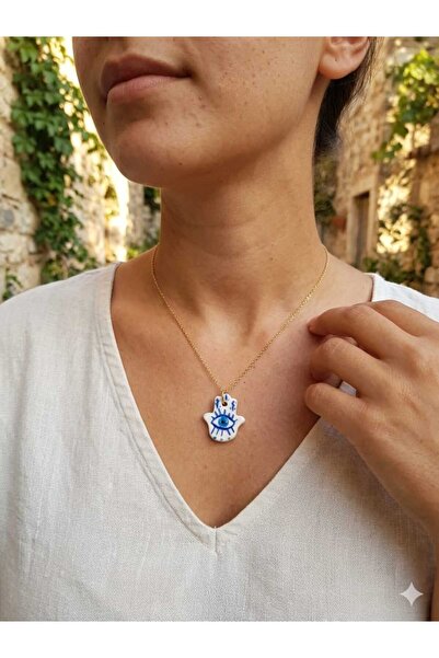 Ceresshop قلادة سيراميك مصنوعة يدويًا هامسا نازار