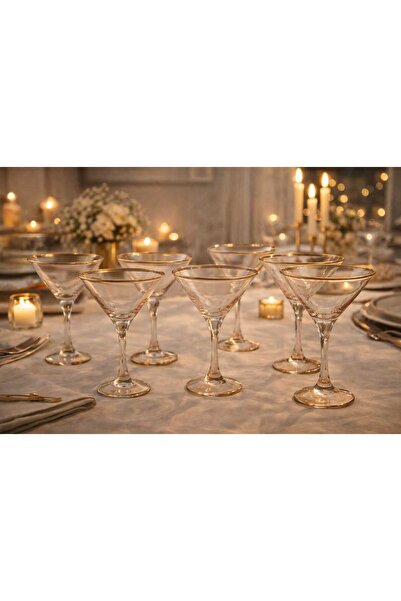 Banum Luxury Çok Amaçlı Şık 6li Bal Ve Altın Tonlu Cam Sunumluk Set