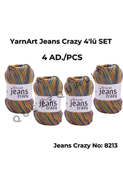 Yarnart Yarn Art Jeans Crazy El Örgü Ipi 8213 Punch Ipi 4'lü Set