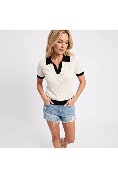 Park Karon Women's Polo Collar Knitted Detail Knitwear Sweater 12481