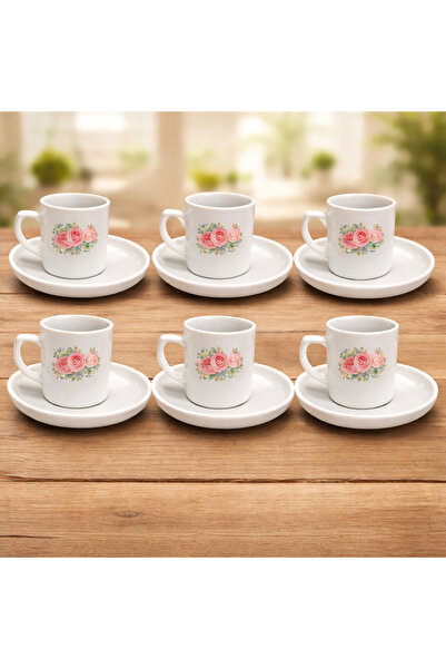 D&Y GAUDERY Vintage Rose Motif Coffee Cup Set (for 6 People)