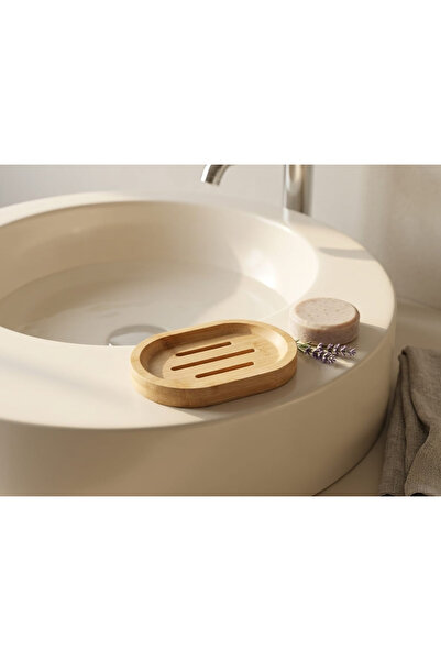 Oval Doğal Ahşap Sabunluk - Isıya ve Neme Dayanıklı Modern Banyo Aksesuarı