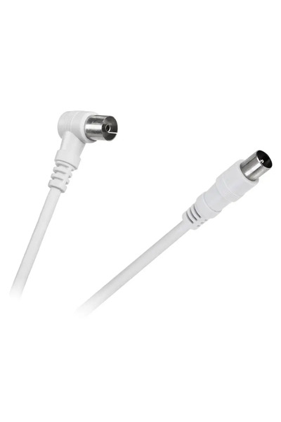 OEM White RF video cable, straight and 90 degree plug, 10m