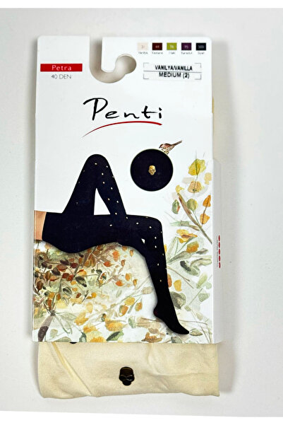 Penti Дамски чорапогащник 40 DEN "Петра" - с принт на черепи, цвят ванилия