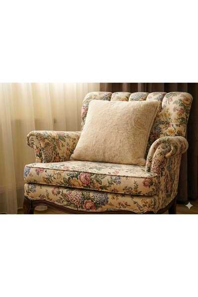 BN ÇAKİ Plush Double-Sided Kirlent Cover 45X45 Beige