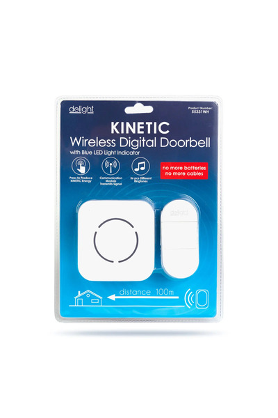 OEM Sonerie wireless Kinetic fara baterii 1 buton +1 receptor alb delight 553...