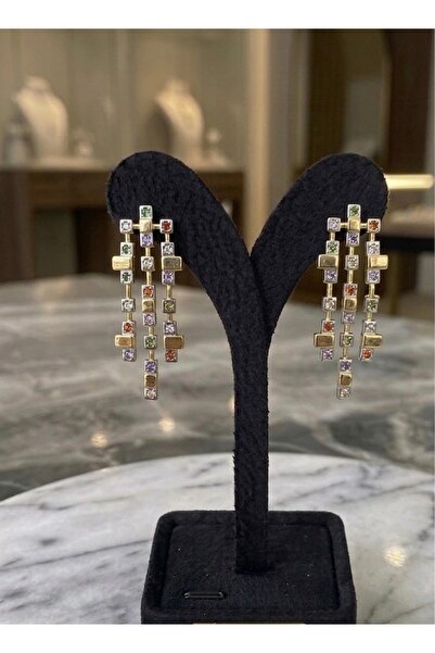 BEKLEMİN TAKILARI أقراط متدلية هندسية متعددة الألوان من الفولاذ المقاوم للصدأ