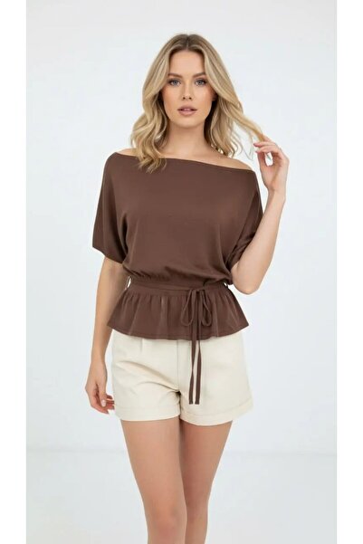 Park Karon Women's Boat Neck Gipeli Bat Sleeve Viscose Trik Sweater 12466.Vrt