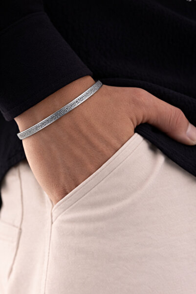 Nutly Accessories Ayetel Kürsi Bileklik Çelik Kelepçe Bileklik Kararmaz Pasla...