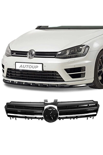 AutoUp R Line Radiator Grill for Volkswagen Golf 7 (2012–2017) Black/Polished...