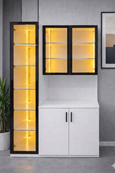 MODENZA Kahve Köşesi %100 MDF Raflı Cam Kapaklı