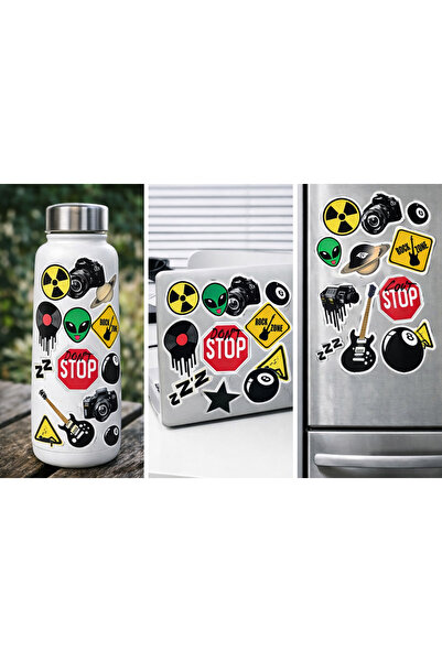 Limitless Design 22X30 cm Retro Sticker Set – Rock, Space, Alien and Vintage ...