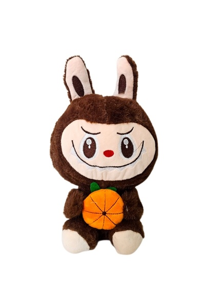 velve Κούκλα Labubu σε στυλ Iepuras, με κουκούλα, 27 εκ., Καφέ χρώμα.