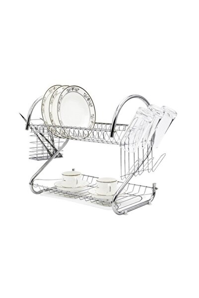VELORA Metal Tiered Dish Drying Rack with Drain Tray and Cutlery Holder Moder...