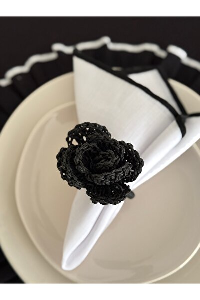 KaiAtelier 2Li Handmade Flower Napkin Ring / Napkin Ring - Black