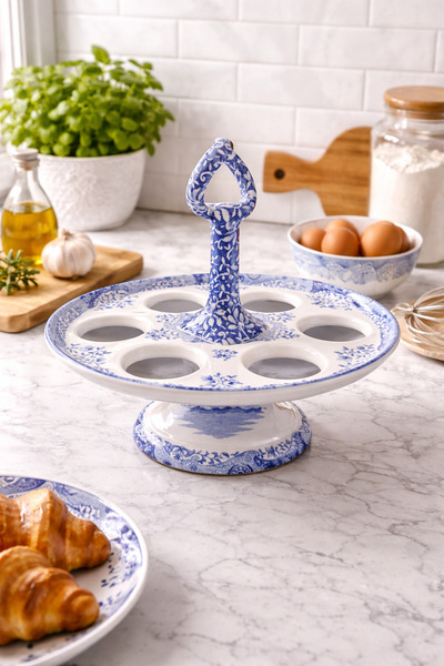 SPODE Blue Italian Antika Yumurtalık Standı 6’lı | İngiliz Porseleni