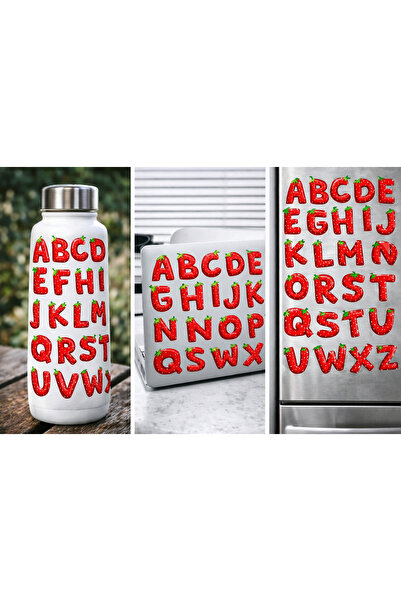 Limitless Design Strawberry Alphabet Sticker Set 22X30 cm – Red Letter Sticke...