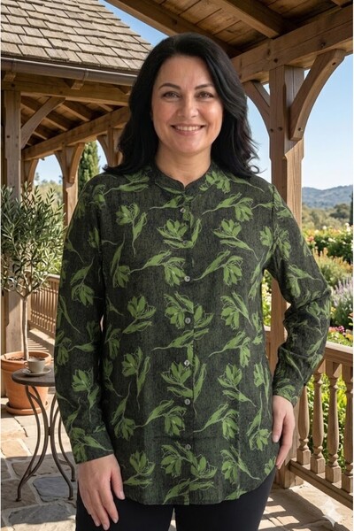 elma abone قميص نسائي كبير الحجم بأزرار من الفيسكون