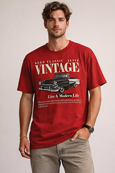ArtYus Vintage Car Printed Unisex Oversize T-Shirt – Retro Vehicle Themed Gra...